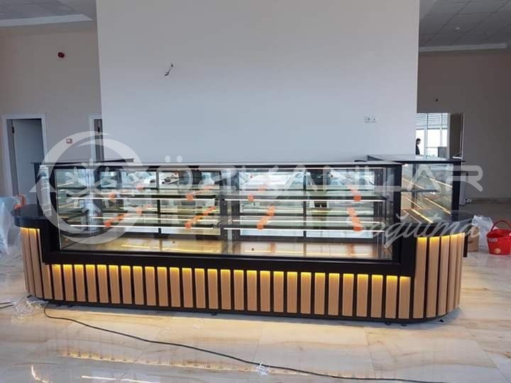 Black Wooden Bakery Cabinet
